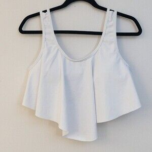 SHEIN White Ruffle Swim Tank Top – Size XL – Adjustable & Flattering